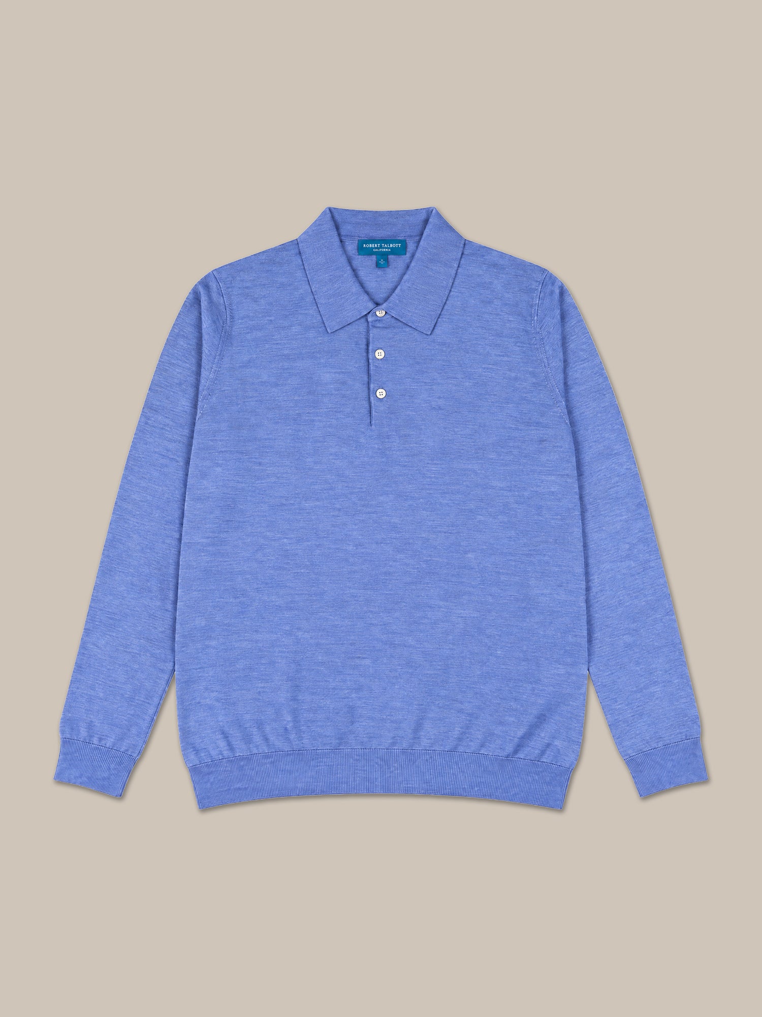 Robert Talbott Henson polo maglia lana seta blu melange