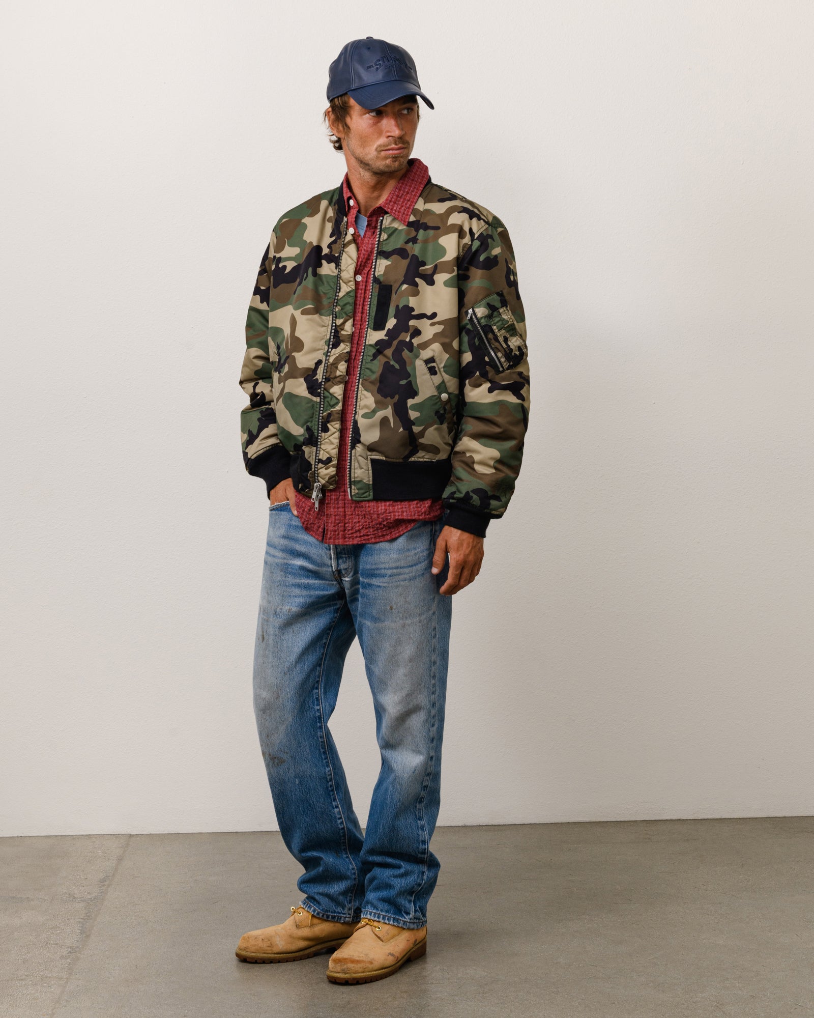 Stussy MA-1 Bomber Jacket giubbotto woodland camo Cordura