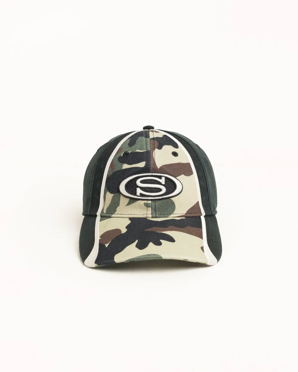 Stussy S Oval Cap cappello cotone Woodland Camo