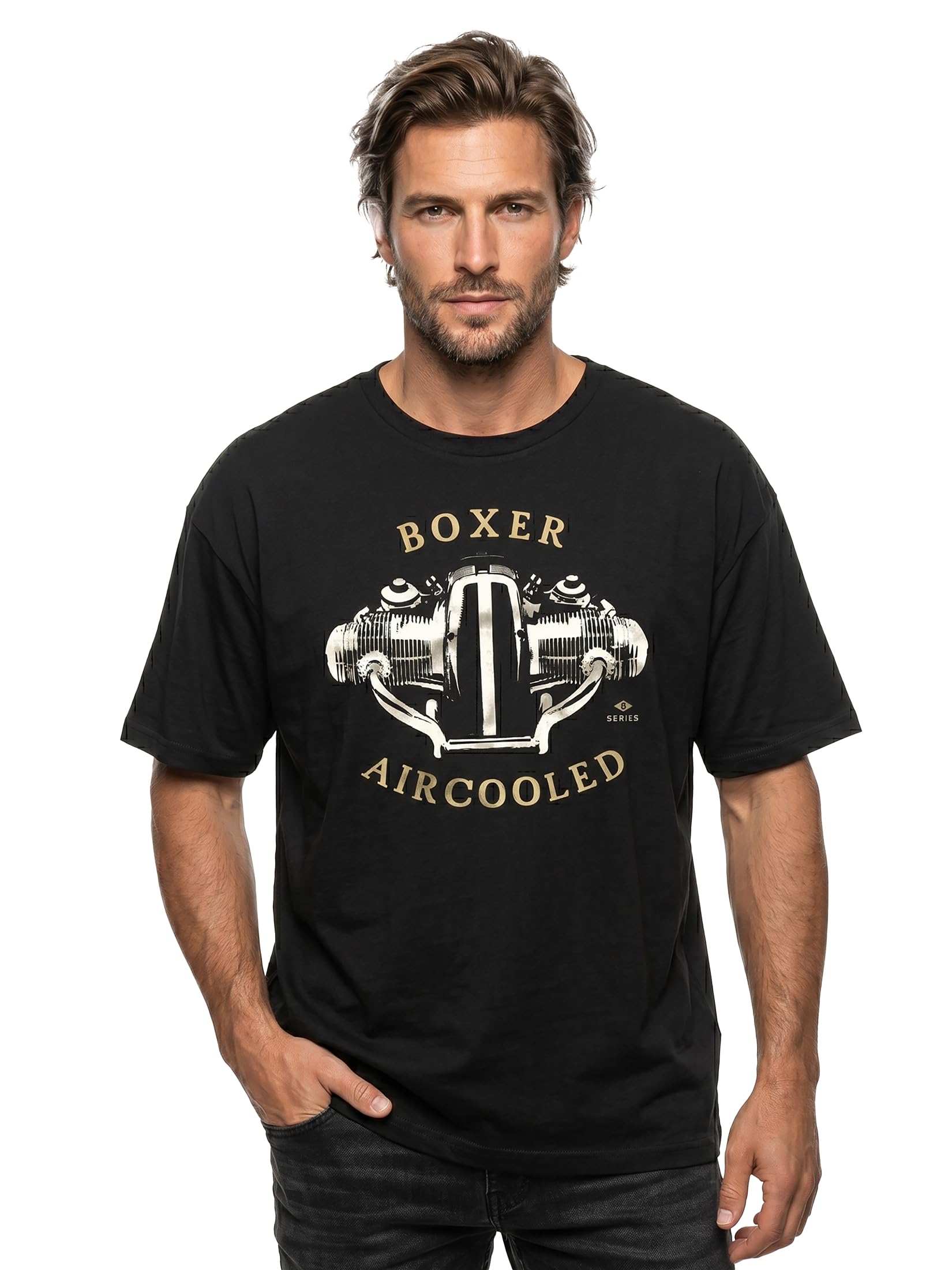 MAKAYA T-Shirt Uomo Boxer Motor maglietta nera cotone
