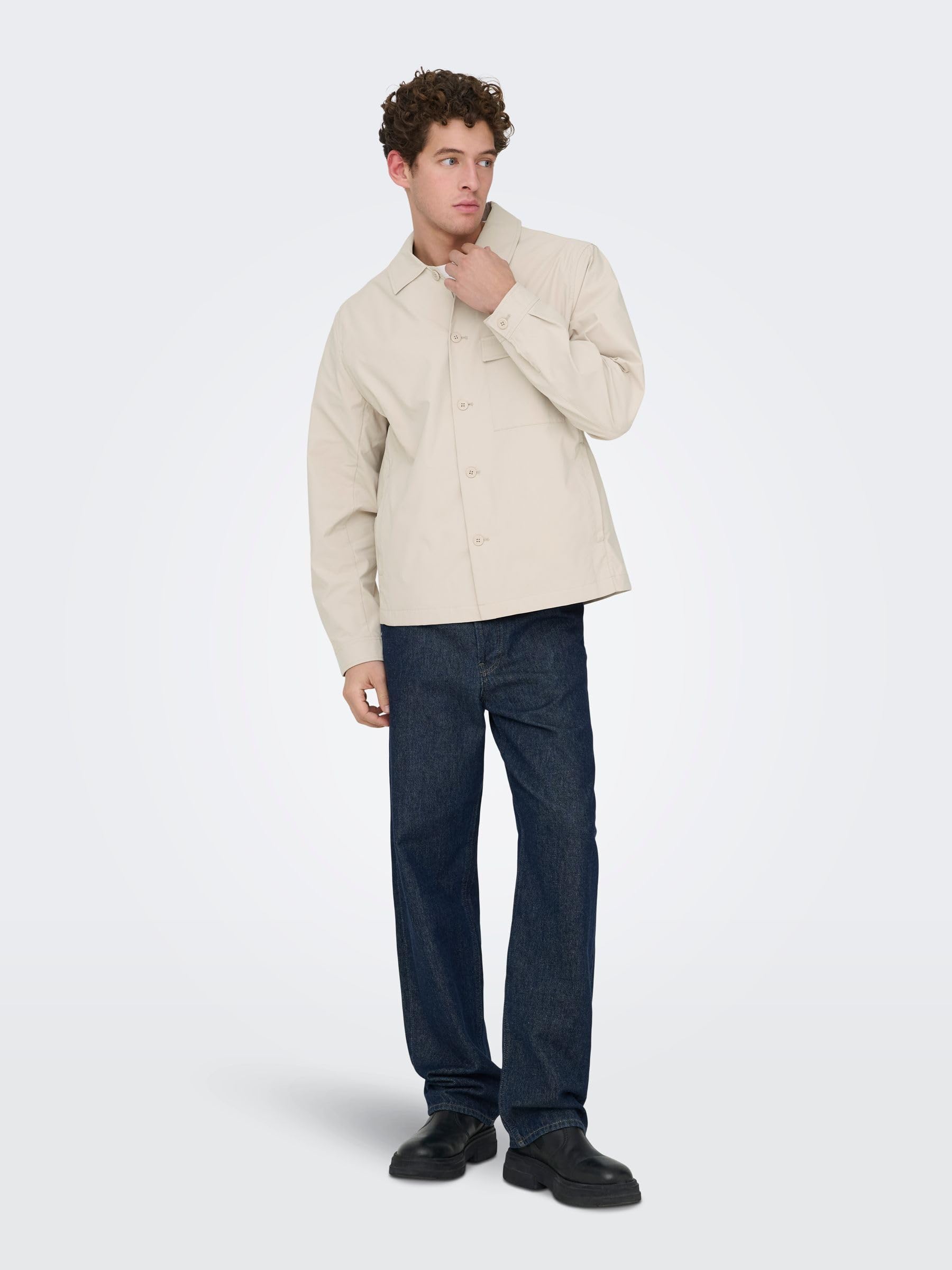 ONLY & SONS Onsgereth shacket camicia uomo nero