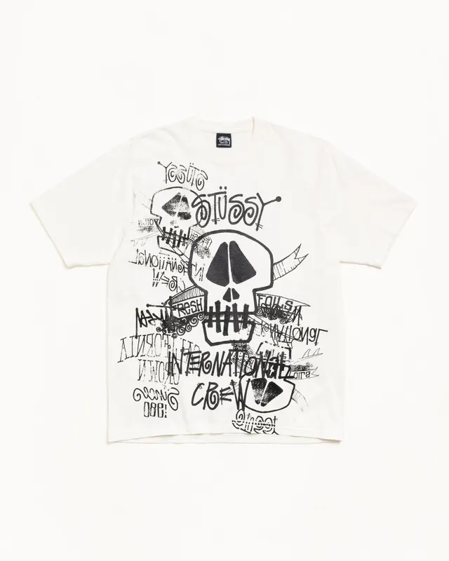 Stussy Skulls Tee Pigment Dyed maglietta beige cotone