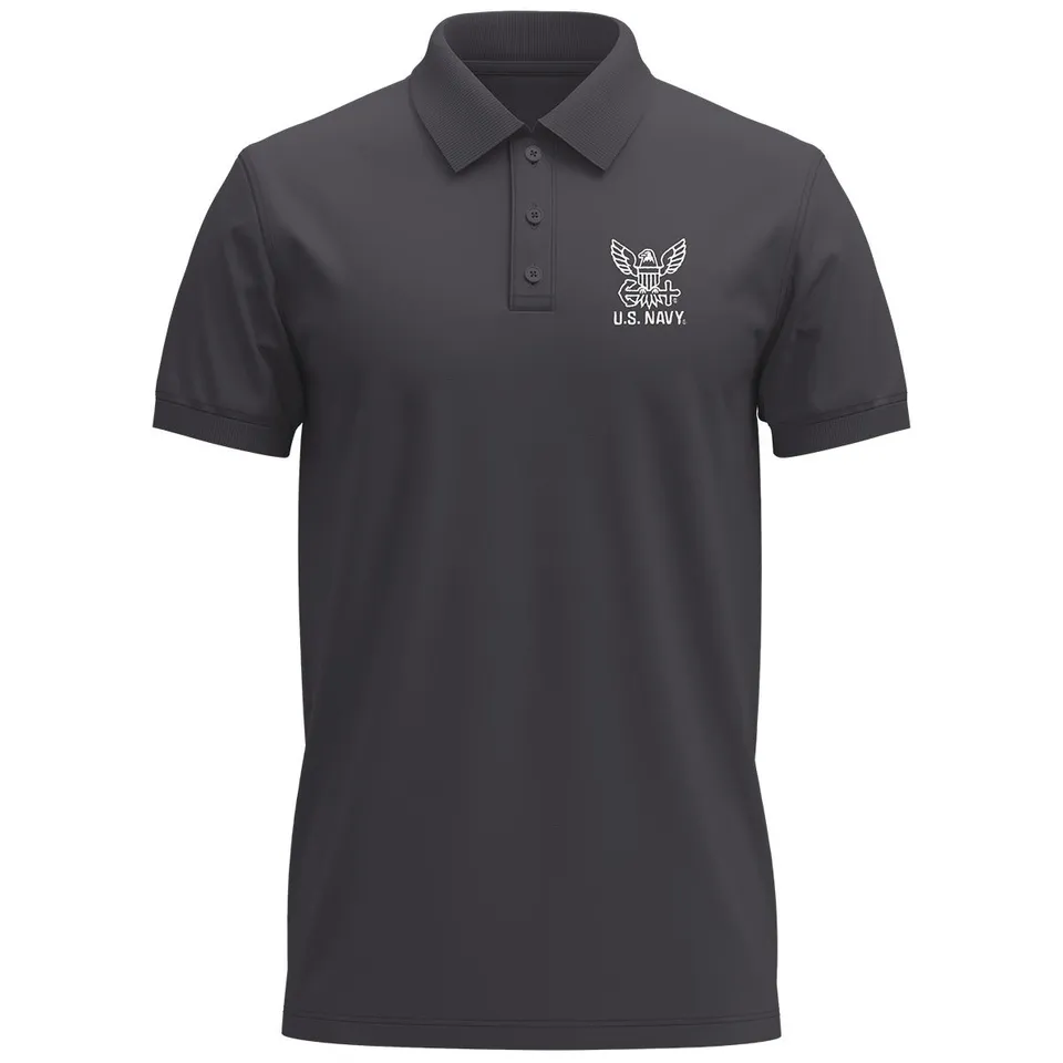 7.62 Design Polos US Navy Logo polo uomo antracite cotone