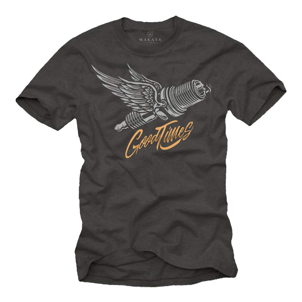 Makaya Meccanico T-Shirt Uomo Cotone Stampa Candela