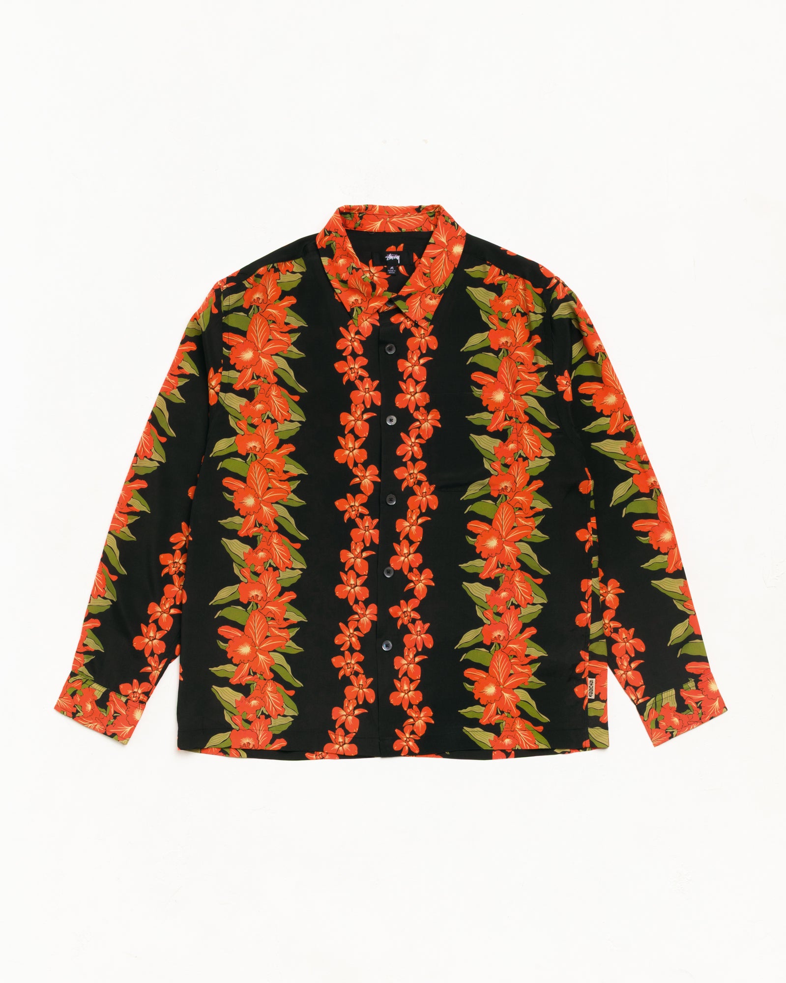 Stussy Hawaiian Floral camicia nera viscosa floreale