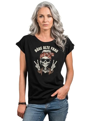 MAKAYA T-Shirt Donna Teschio maglietta nera L