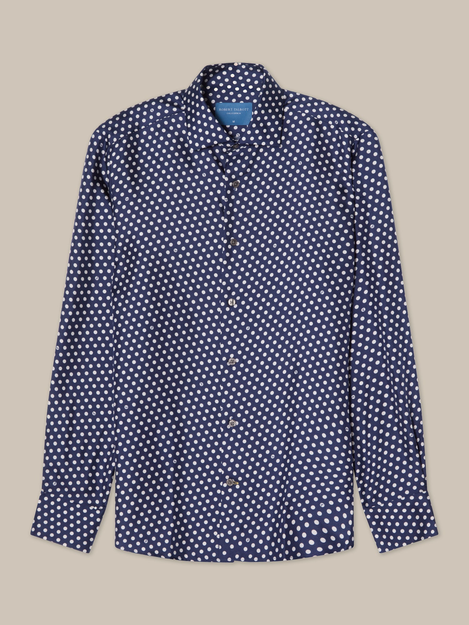 Robert Talbott Reynolds camicia seta blu navy