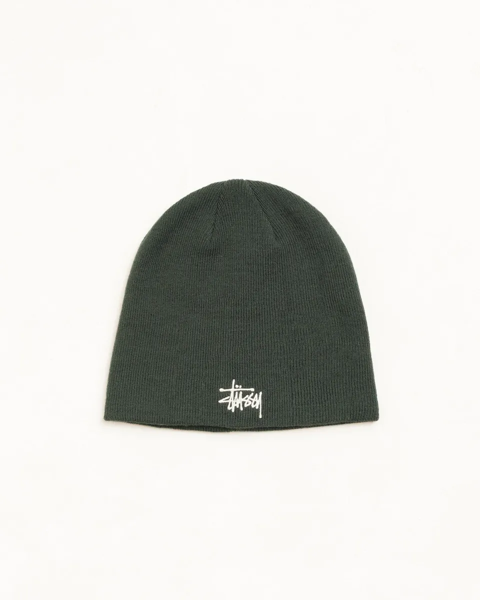 Stussy Basic Skullcap berretto spruce green acrilico