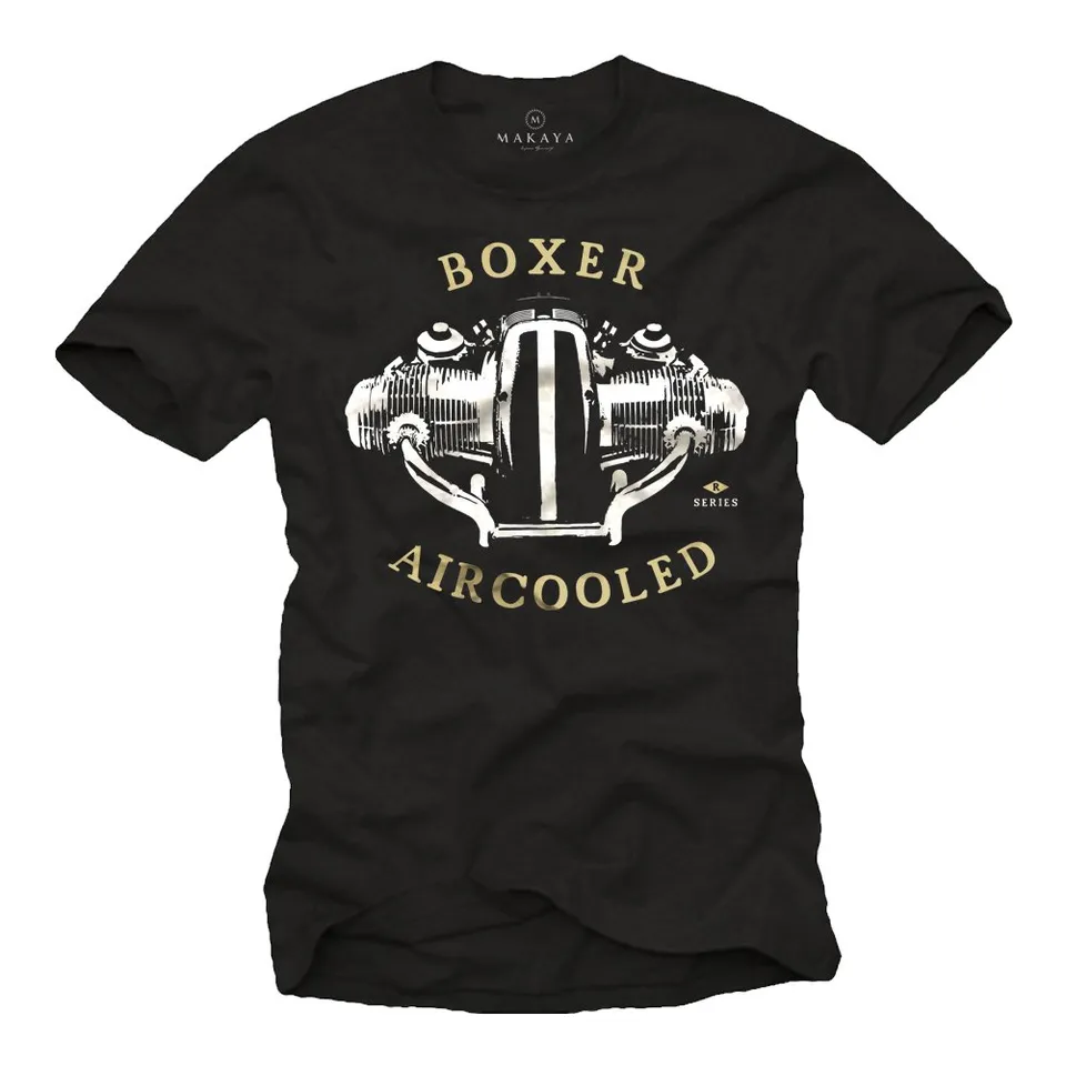 MAKAYA T-Shirt Uomo Boxer Motor maglietta nera cotone