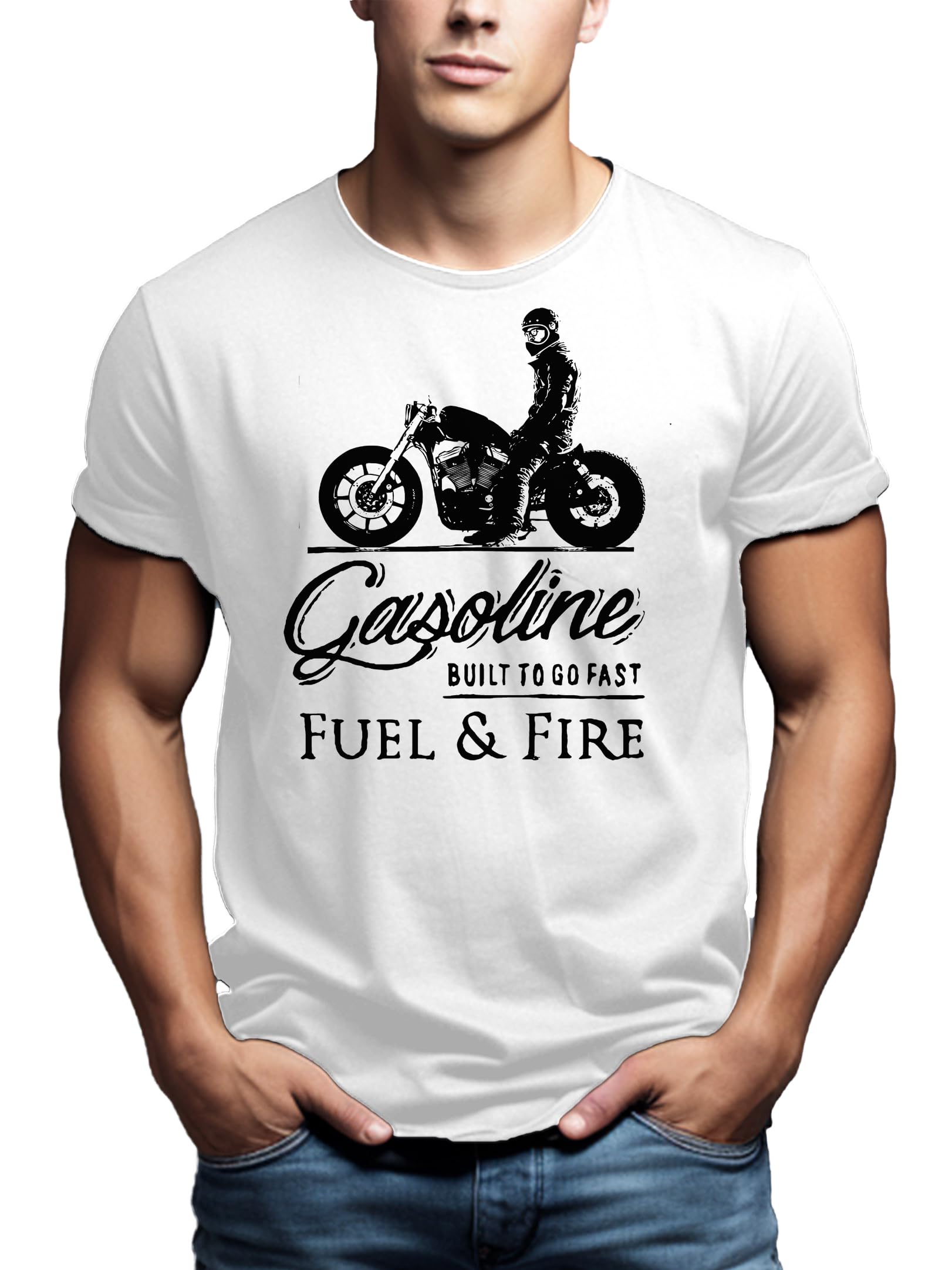MAKAYA Cafe Racer Vintage T-Shirt Moto Uomo XL