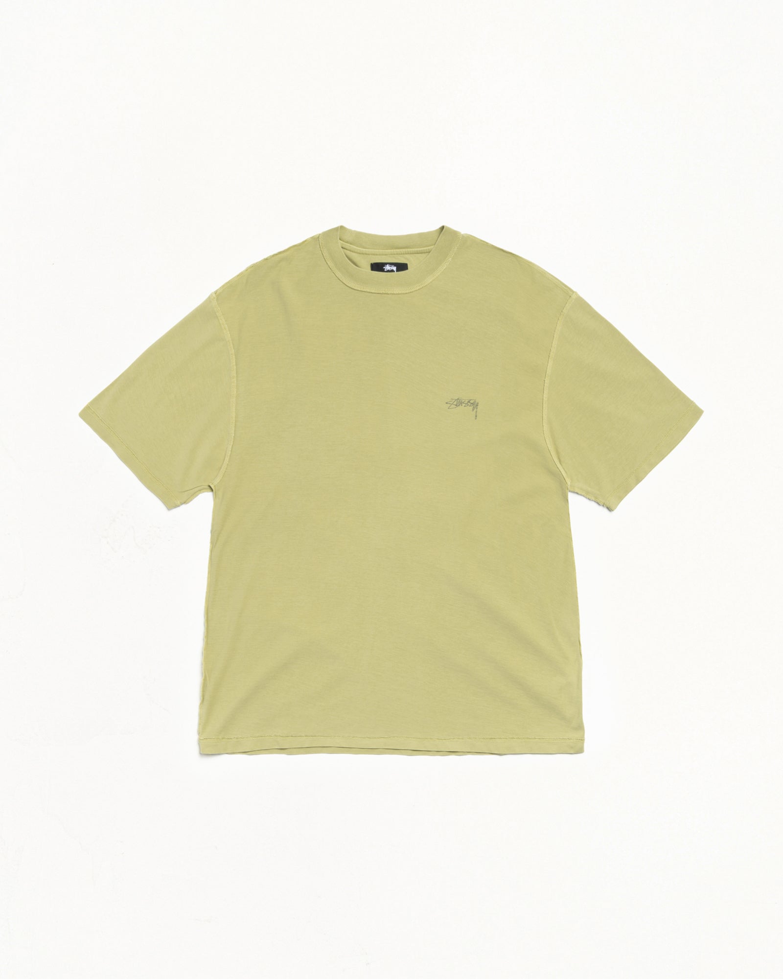 Stussy Lazy Tee maglietta verde moss cotone 190 gsm
