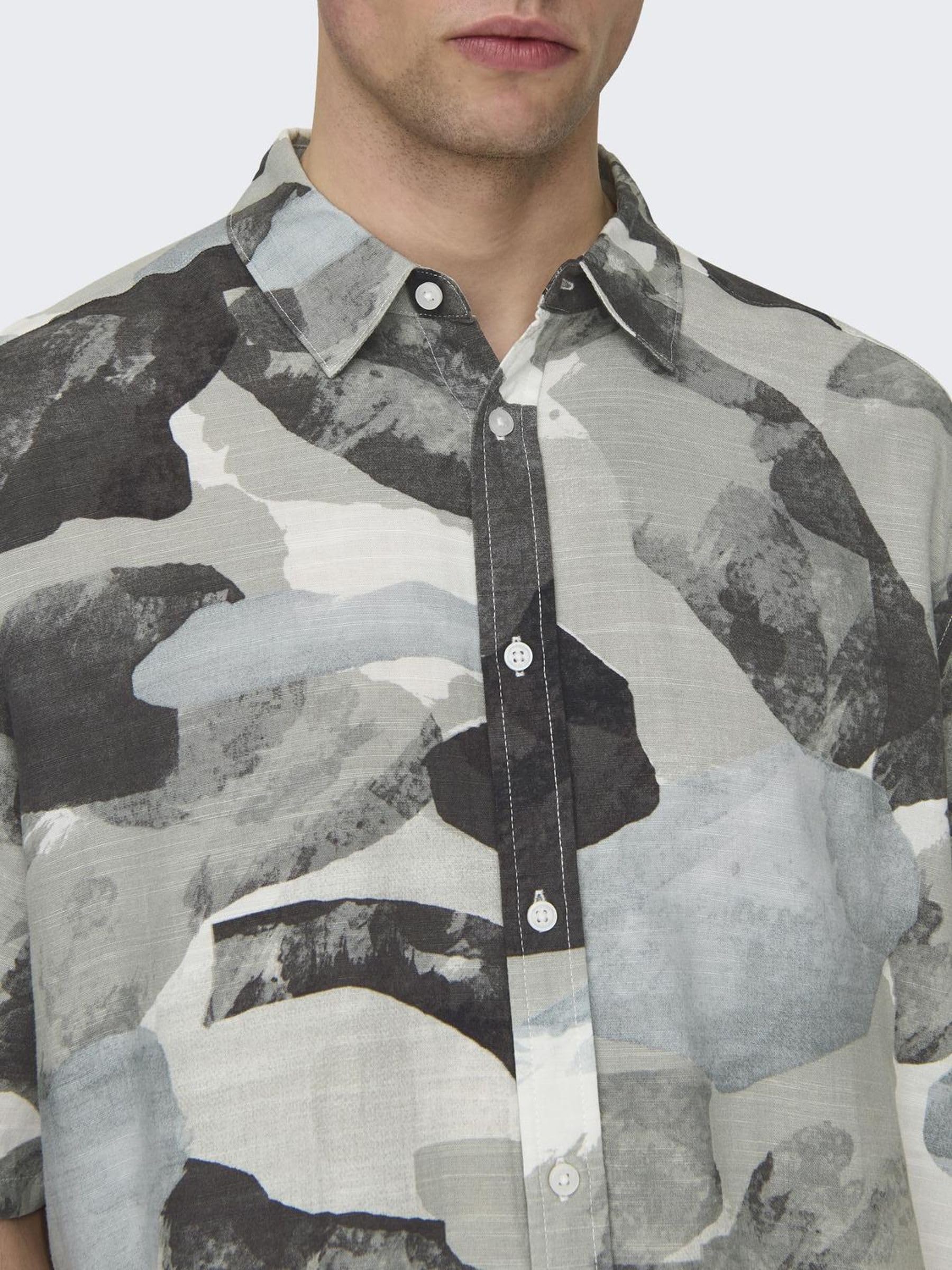 ONLY & SONS Onsbud Life Camicia uomo L manica corta lino