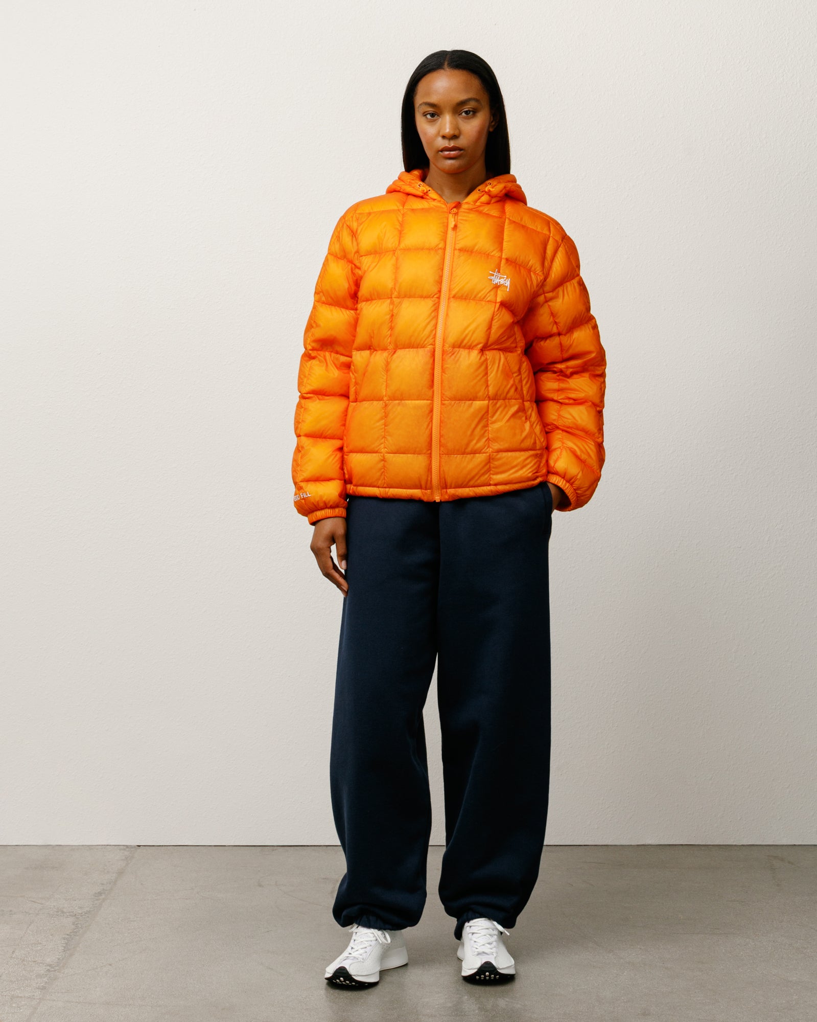 Stussy Midweight Hooded Puffer Piumino Orange Nylon
