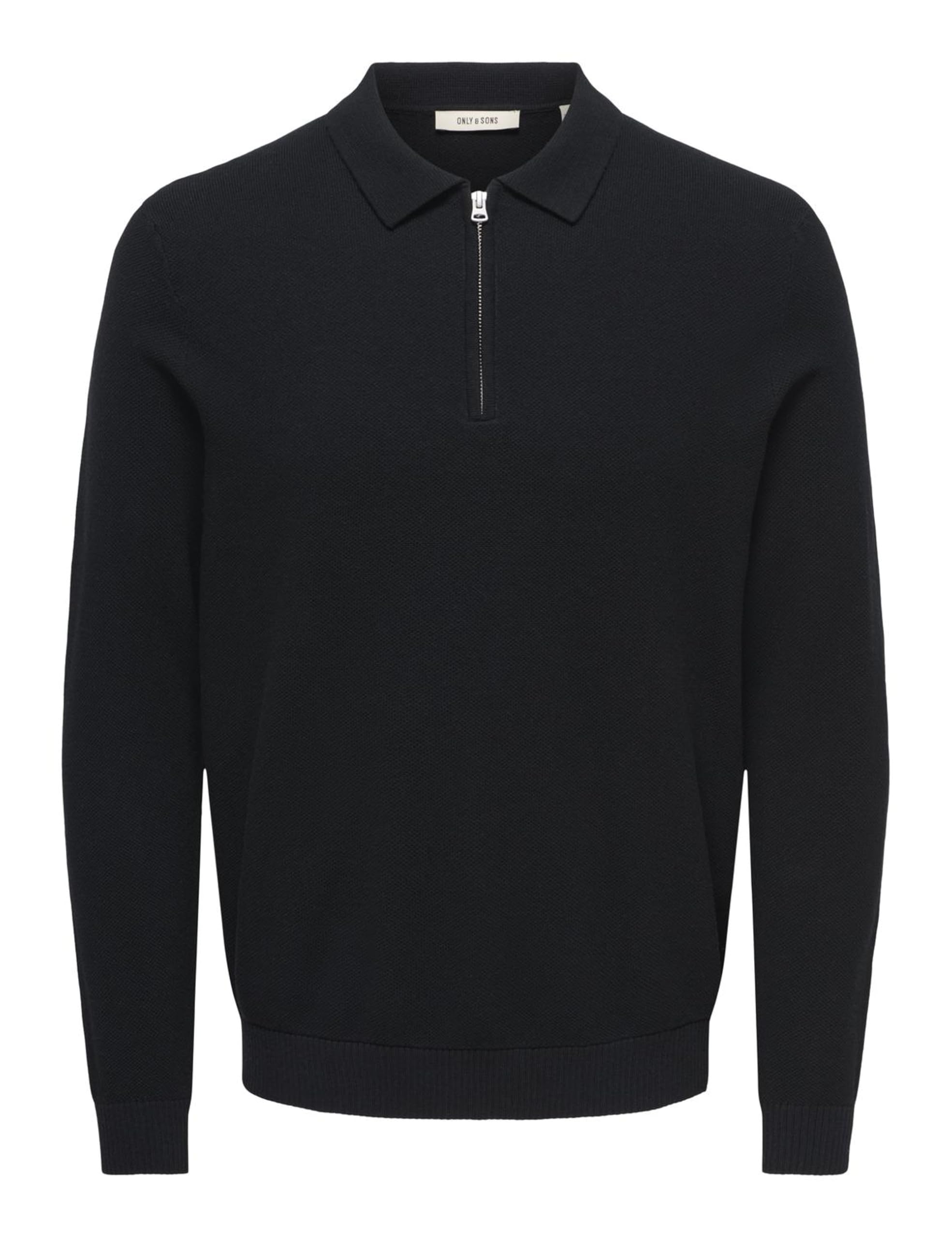 Only & Sons Onsloui Zip polo uomo nera micro knit