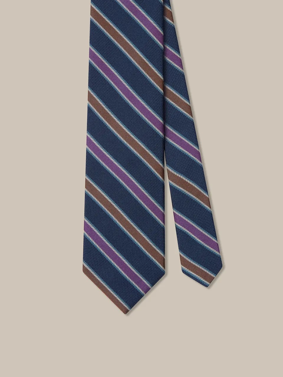 Robert Talbott Robert cravatta seta righe navy multi