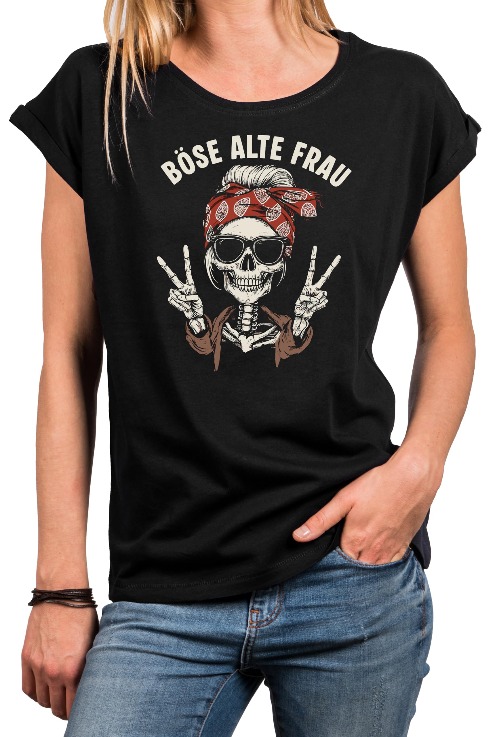 MAKAYA T-Shirt Donna Teschio maglietta nera L