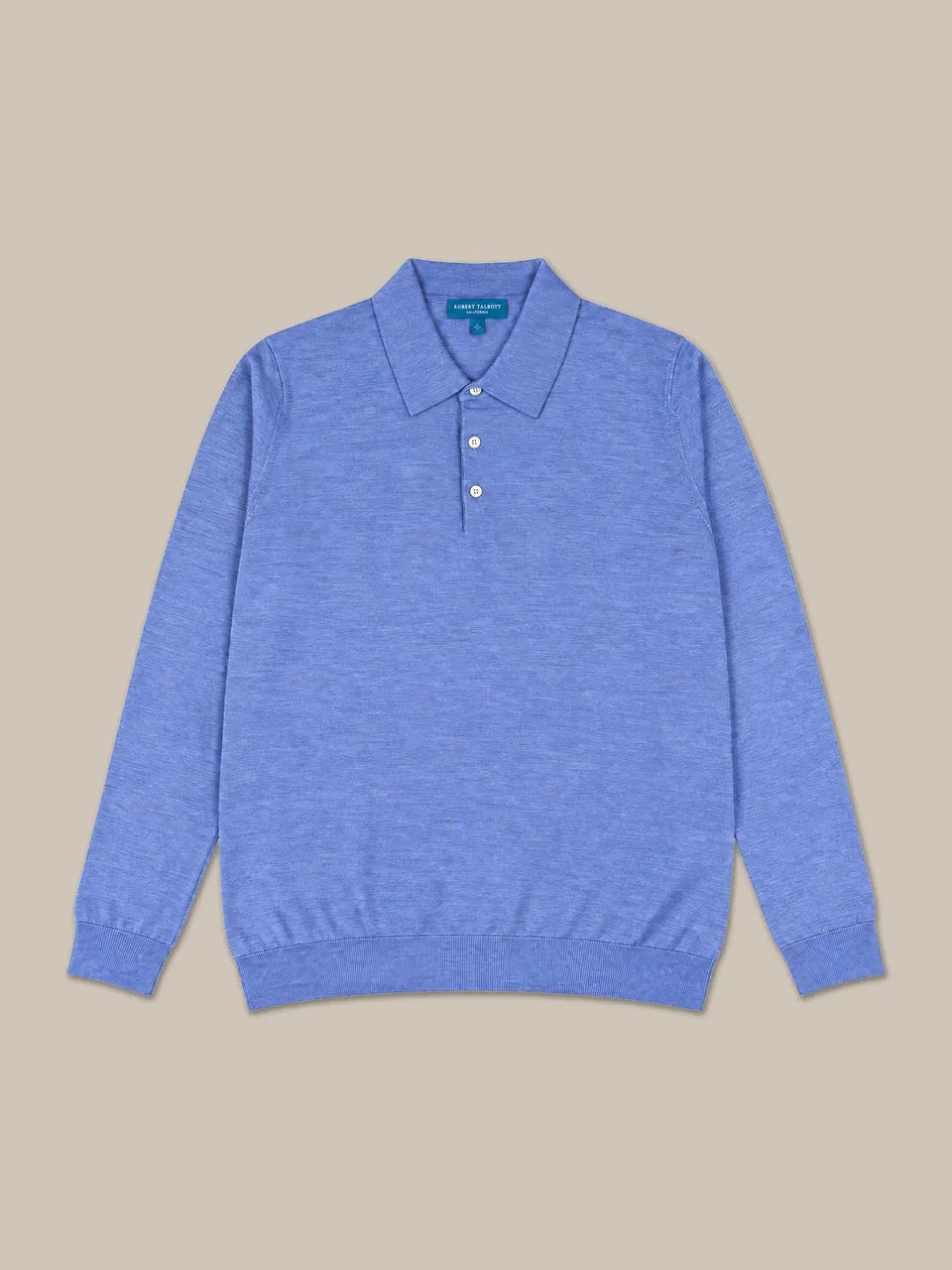 Robert Talbott Henson polo maglia lana seta blu melange