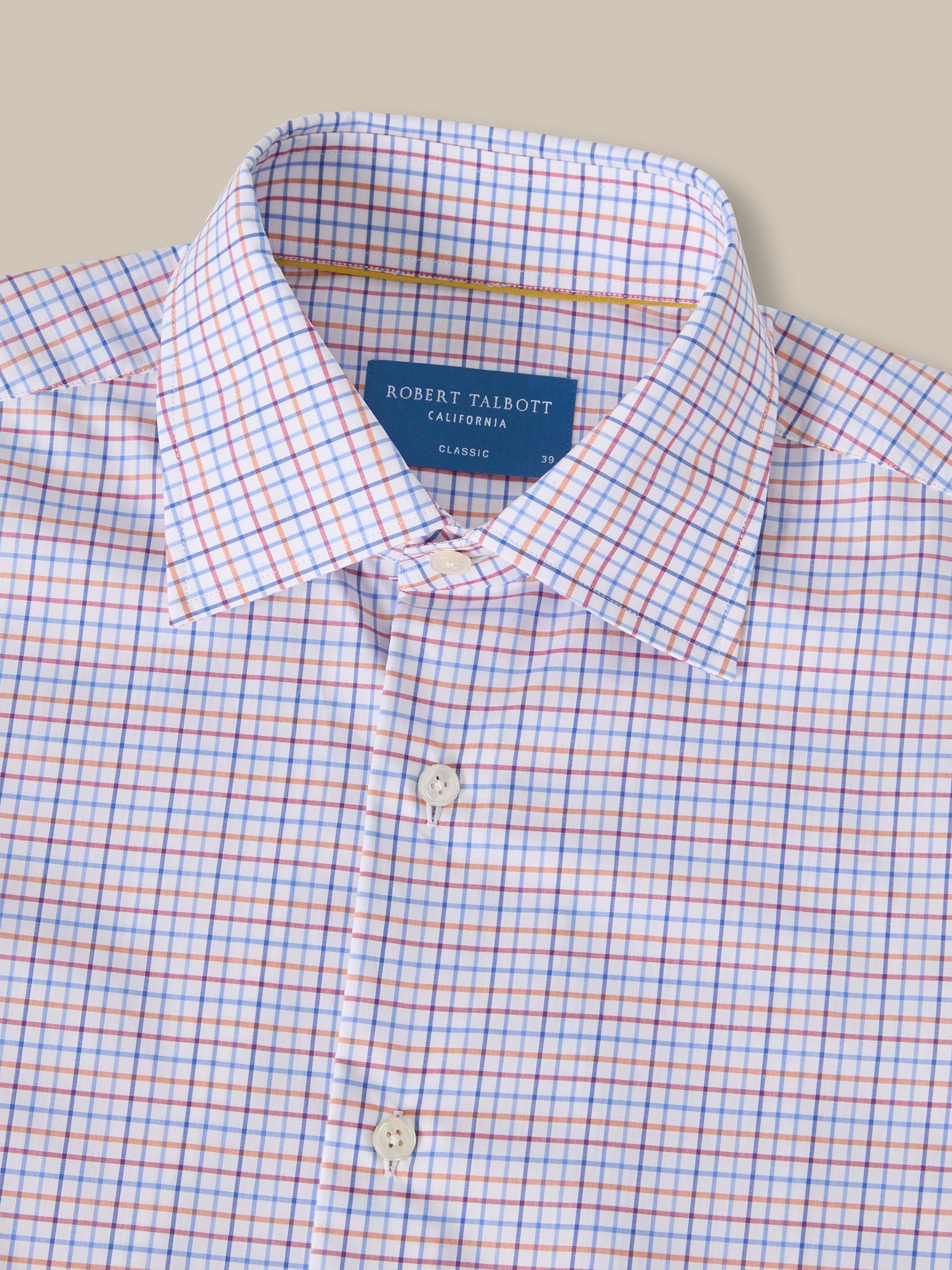 Robert Talbott Madison camicia popeline quadri arancione