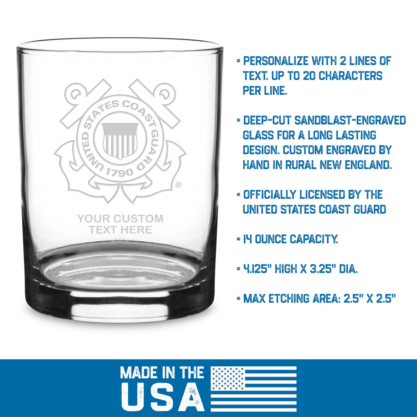 7.62 Design Drinkware US Coast Guard bicchiere whisky 14oz personalizzato