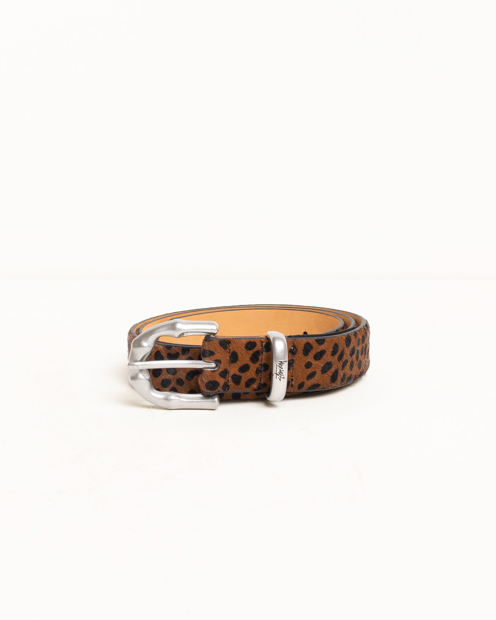Stussy Bamboo Buckle Belt Cintura Hairy Leopard Pelle