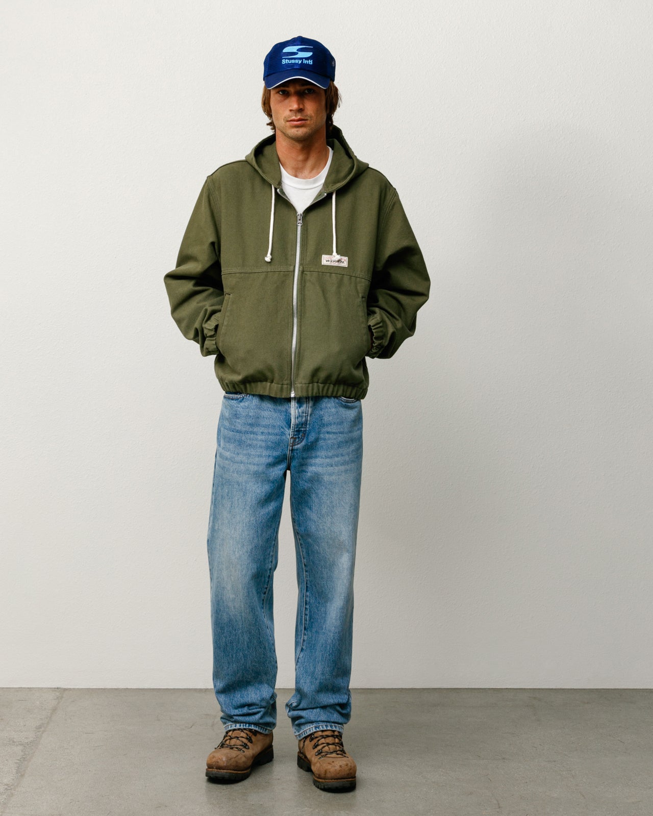 Stussy Outerwear Work Jacket giacca canvas Olive 100% cotone