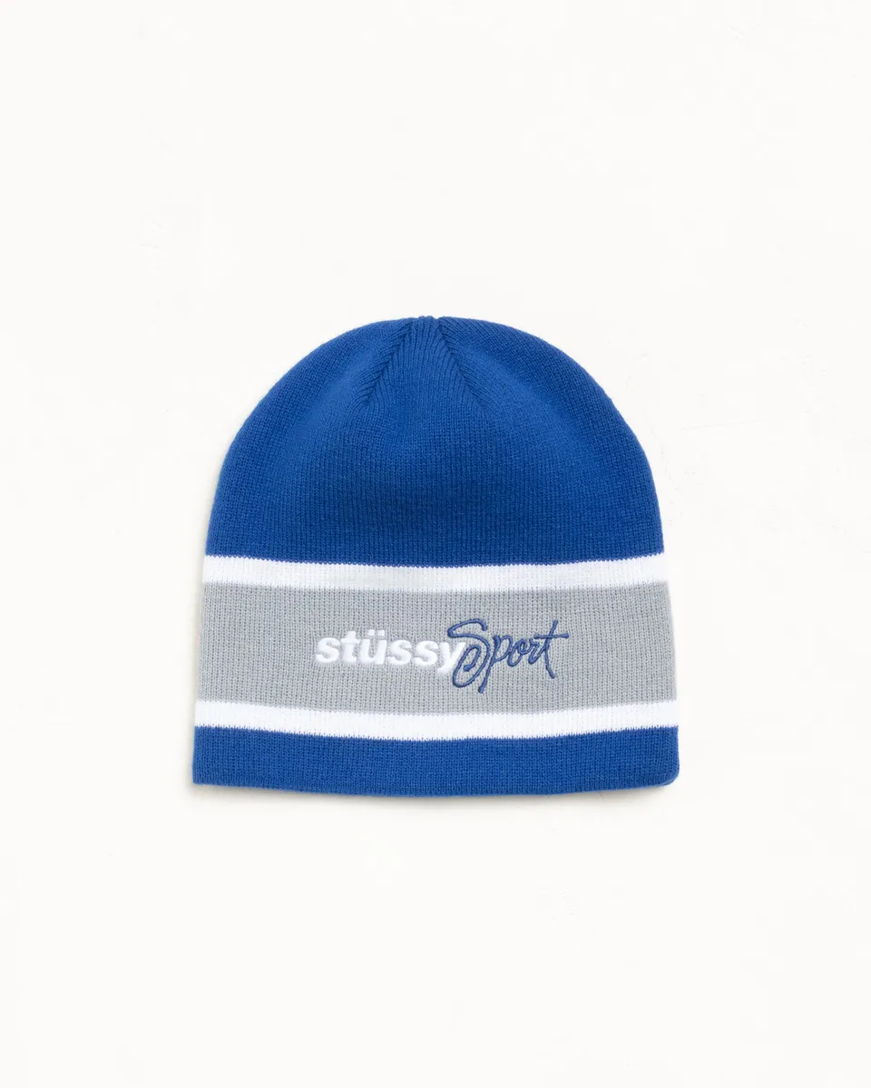 Stussy Sport Stripe Skullcap beanie Royal acrilico