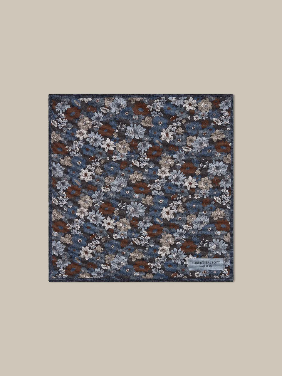 Robert Talbott Collins pochette seta floreale blu multi OS