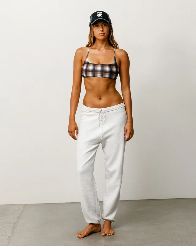 Stussy Halter Bikini Top bikini marrone quadri elastane