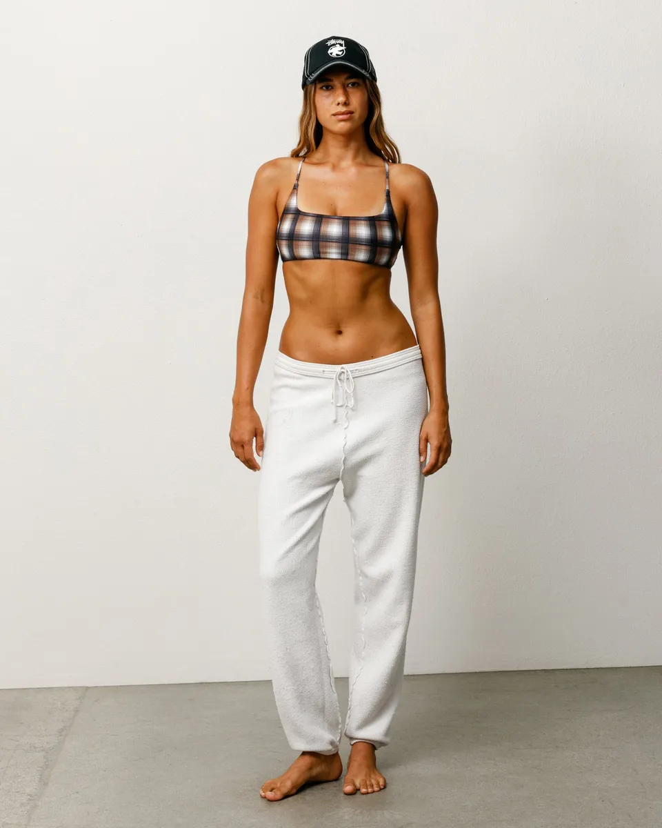 Stussy Halter Bikini Top bikini marrone quadri elastane