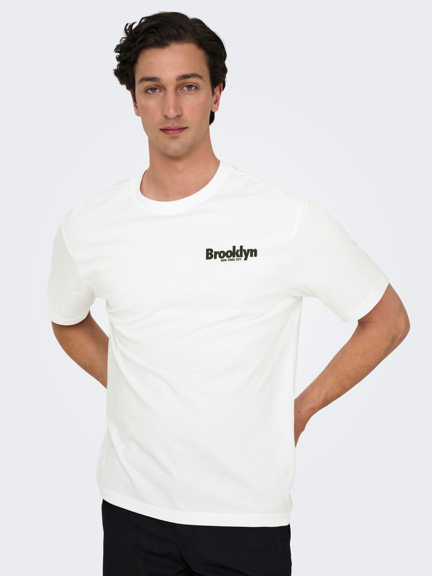 ONLY & SONS Onskeane T-Shirt Bianco Cotone Girocollo
