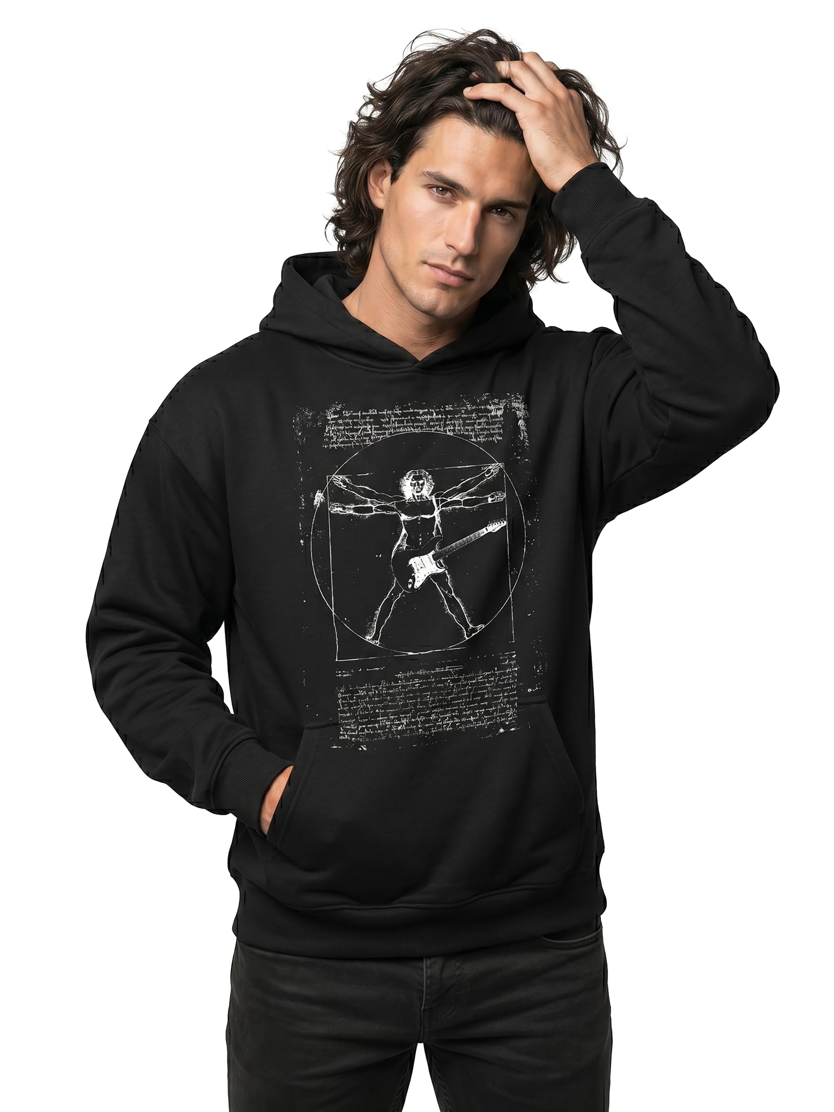 MAKAYA Felpa con Cappuccio Uomo Chitarra Rock Taglia L