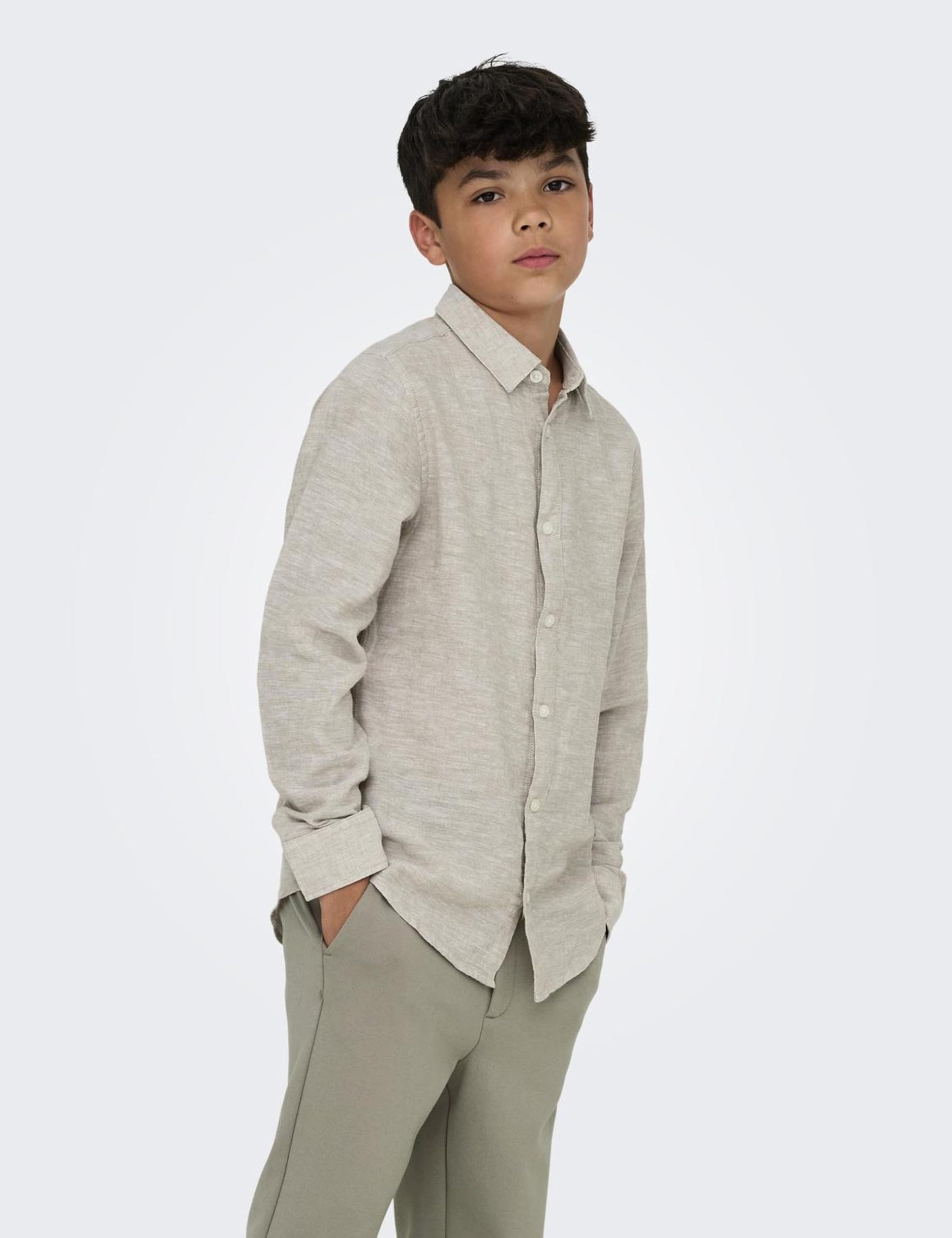 Only & Sons Osjcaiden Camicia Lino Bianco Pesca 170