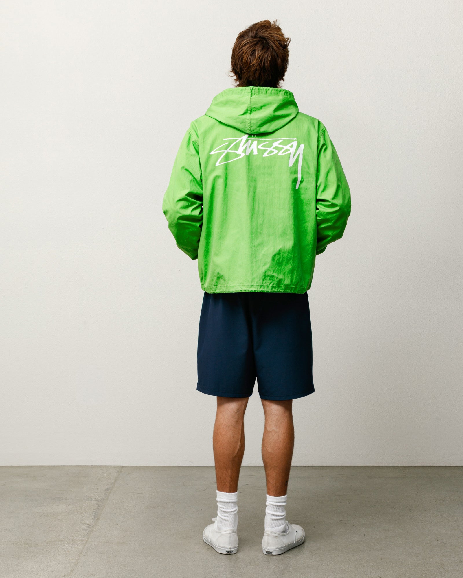 Stussy Shell giacca cotone cerato verde kiwi uomo