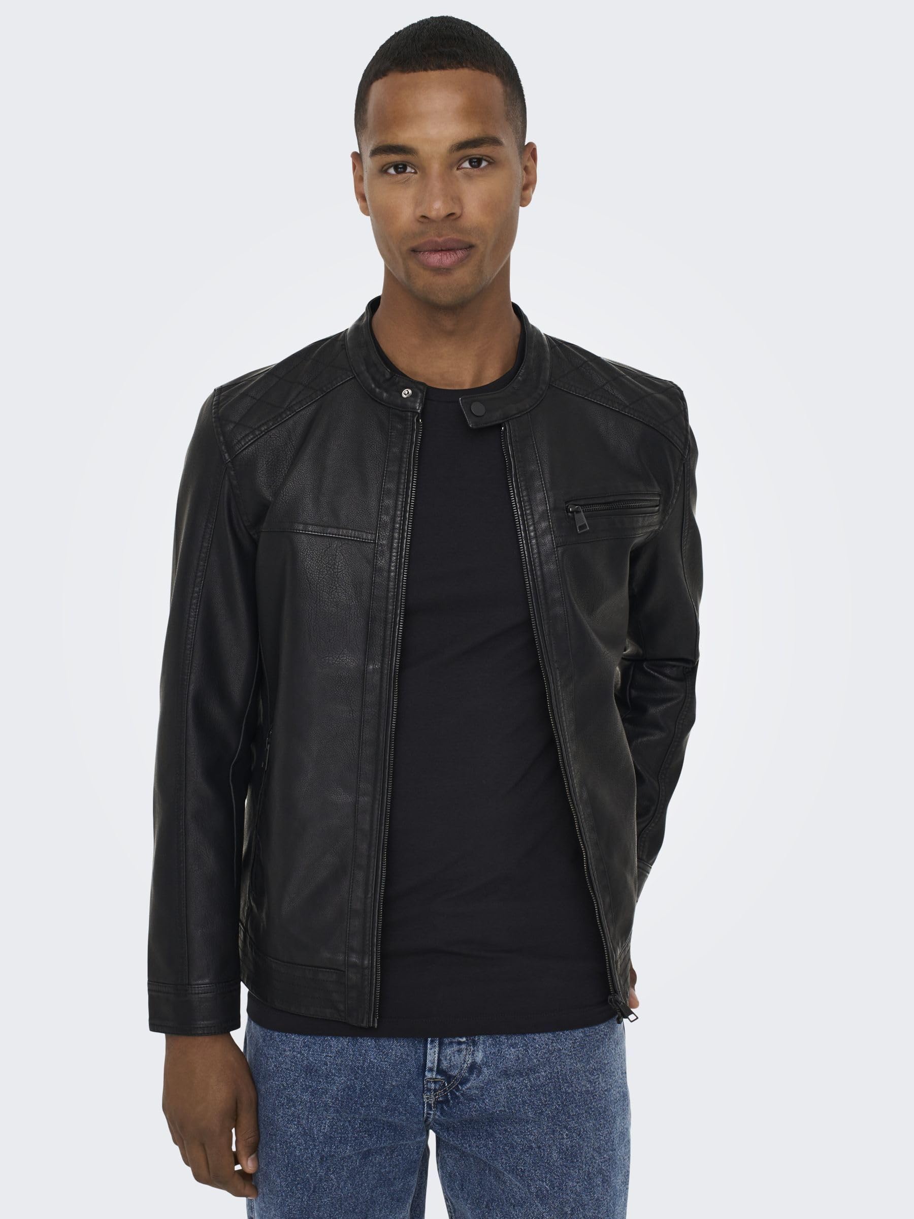 ONLY & SONS Onsal Pu Giacca Ecopelle Nero Trapuntata