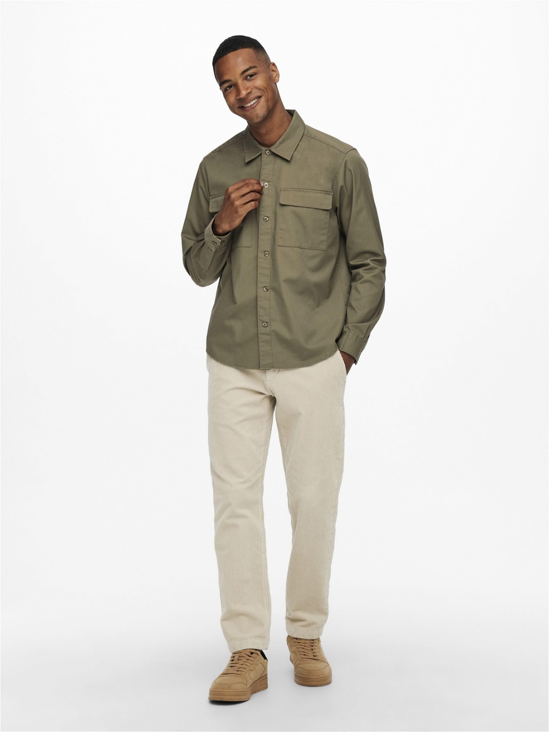 Only & Sons Onsmatti camicia overshirt twill maniche lunghe