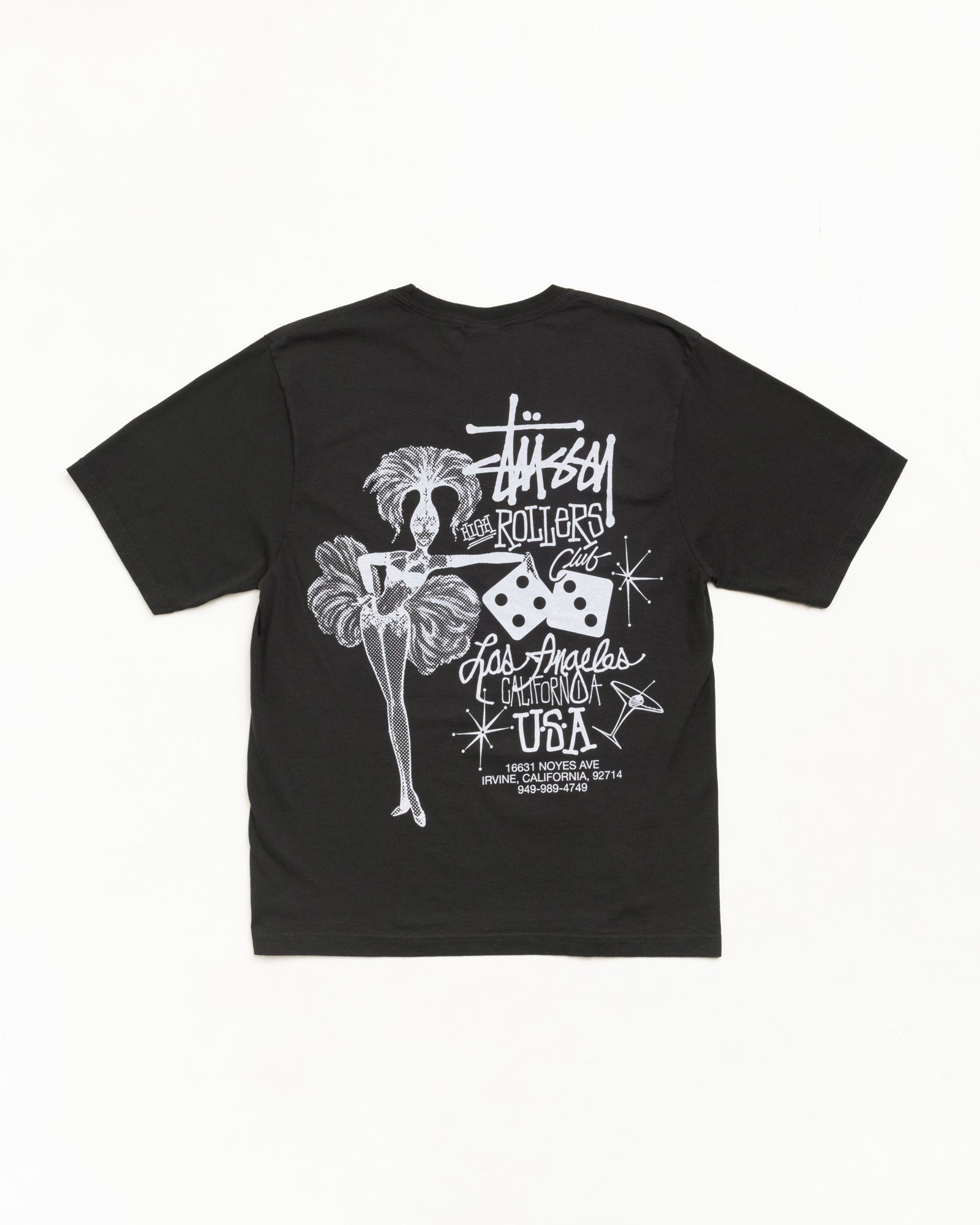 Stussy High Rollers Tee Maglietta Faded Black Cotone