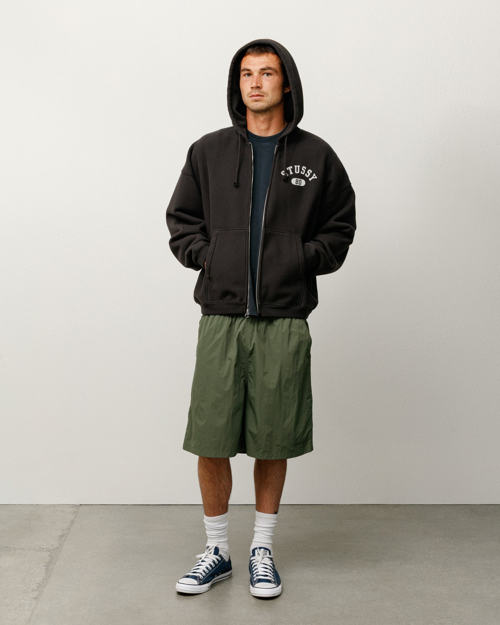 Stussy Nylon Court Short pantaloncini olive nylon