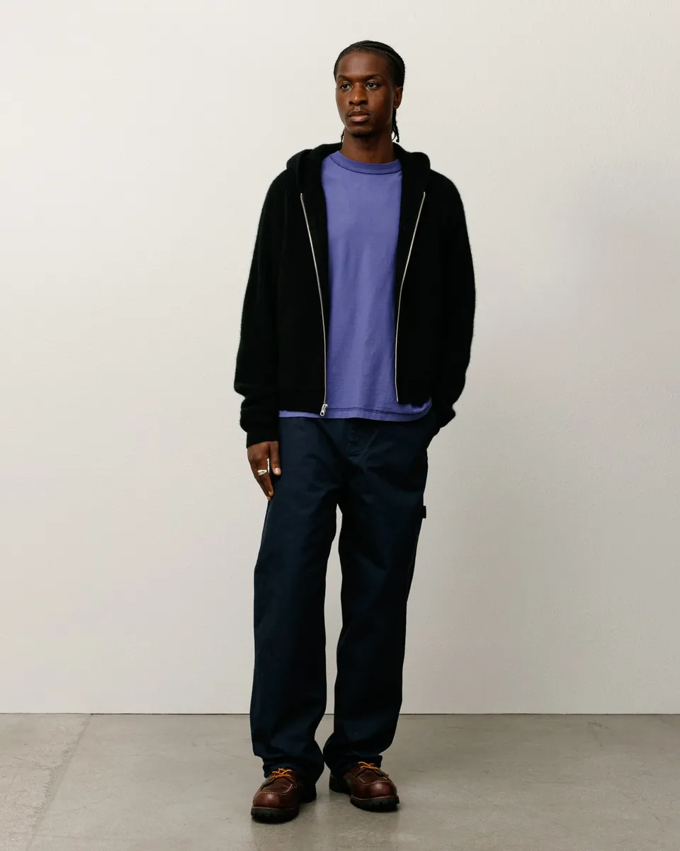 Stussy Waffle Cashmere Zip Hood maglione black cachemire