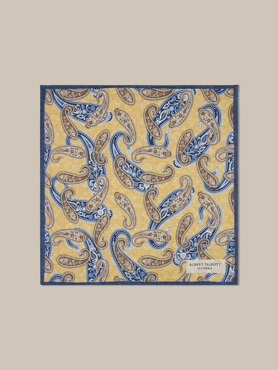 Robert Talbott Collins pochette seta gialla paisley