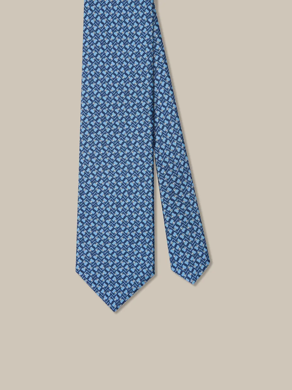 Robert Talbott Equestrian Links Cravatta Seta Azzurro Multi
