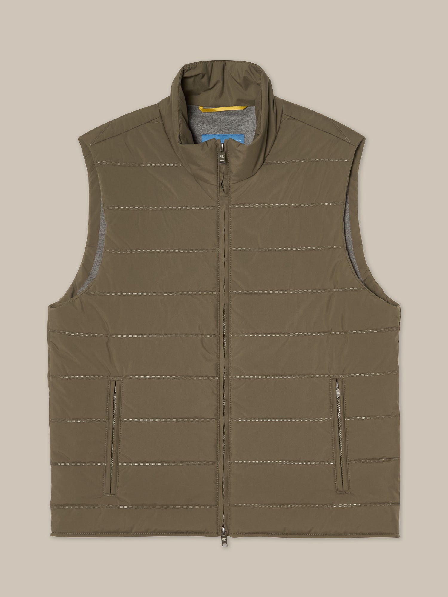 Robert Talbott Driver Gilet Trapuntato Taupe Idrorep.