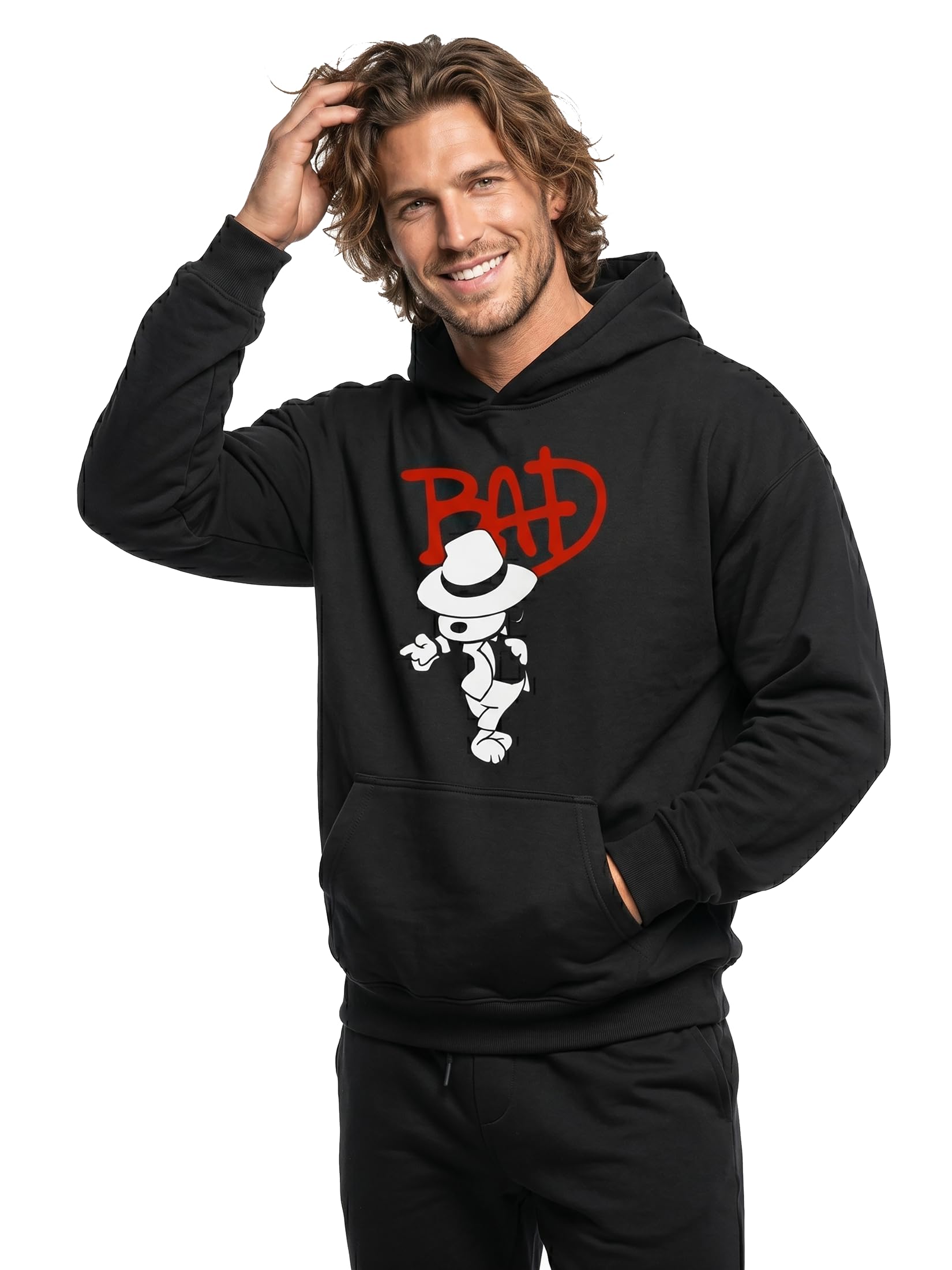 MAKAYA Felpe con Cappuccio Bad Dog Cane felpa XXL cotone pettinato
