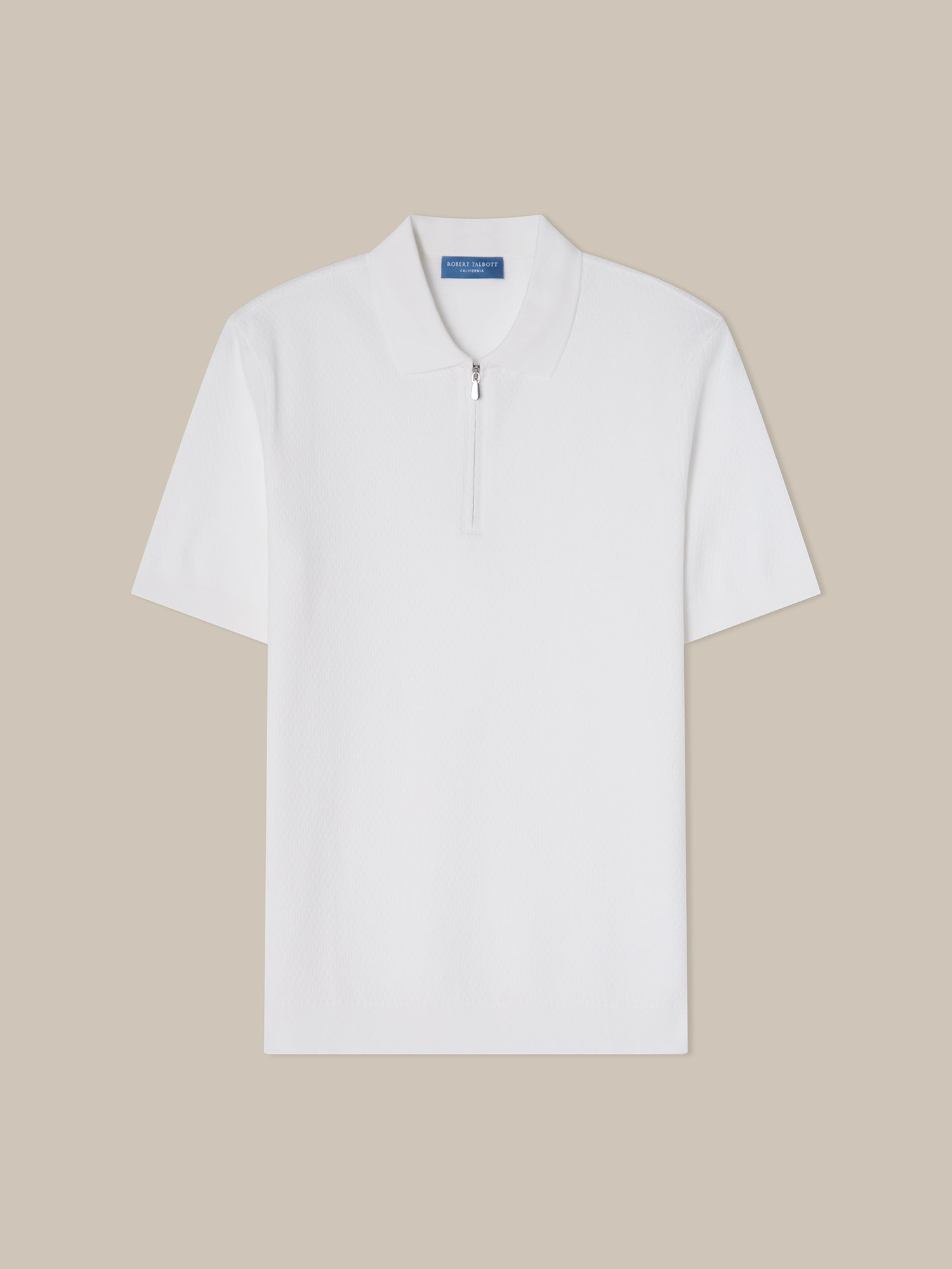Robert Talbott Weston polo cotone zip bianca