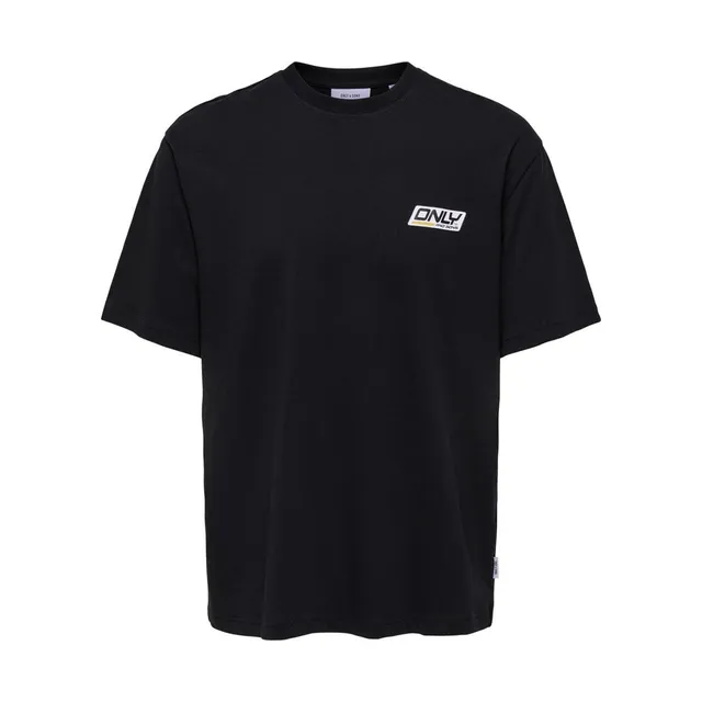 Only & Sons T-shirt oversize uomo L nera stampa retro