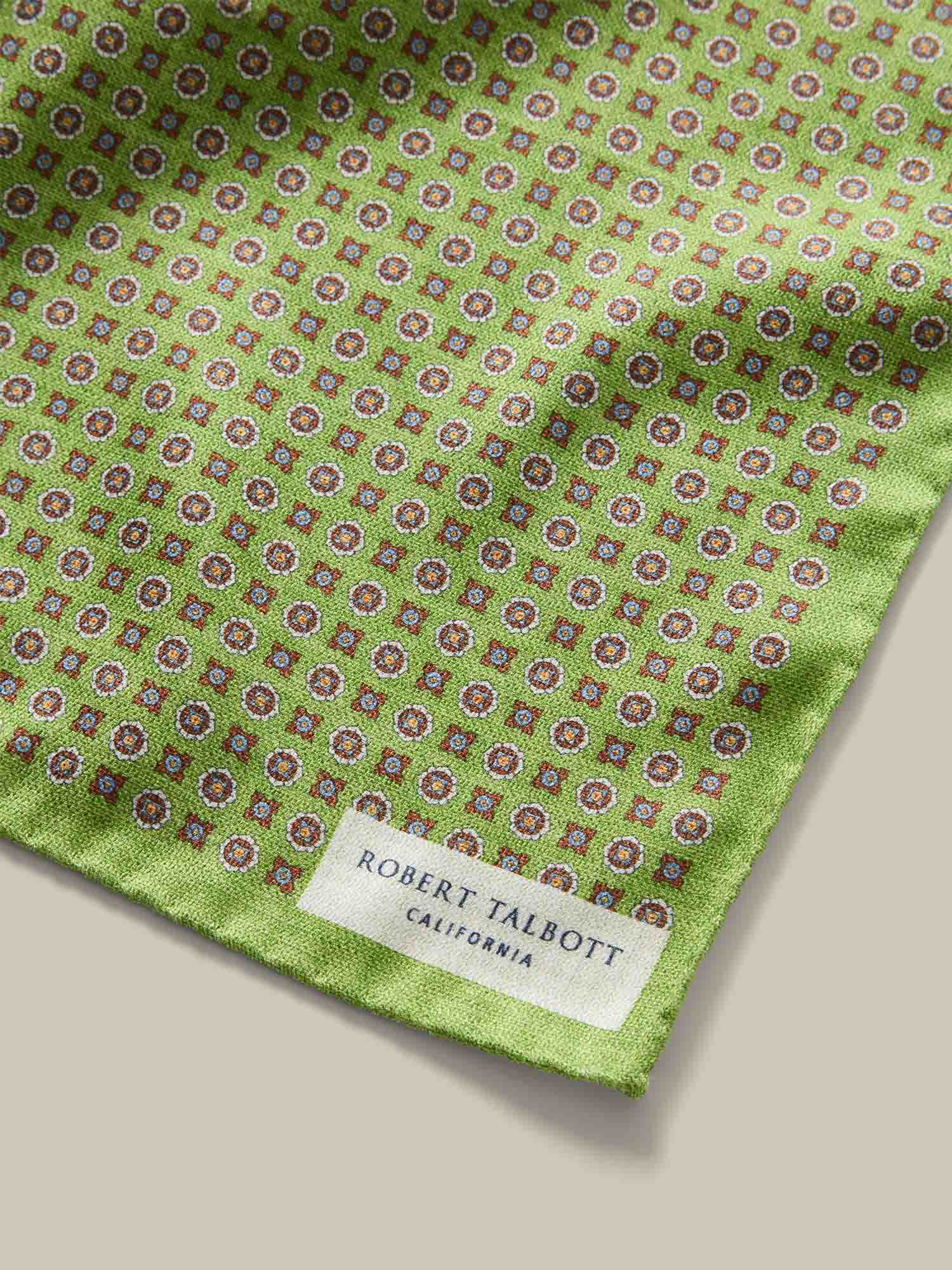 Robert Talbott Colton fazzoletto taschino verde seta