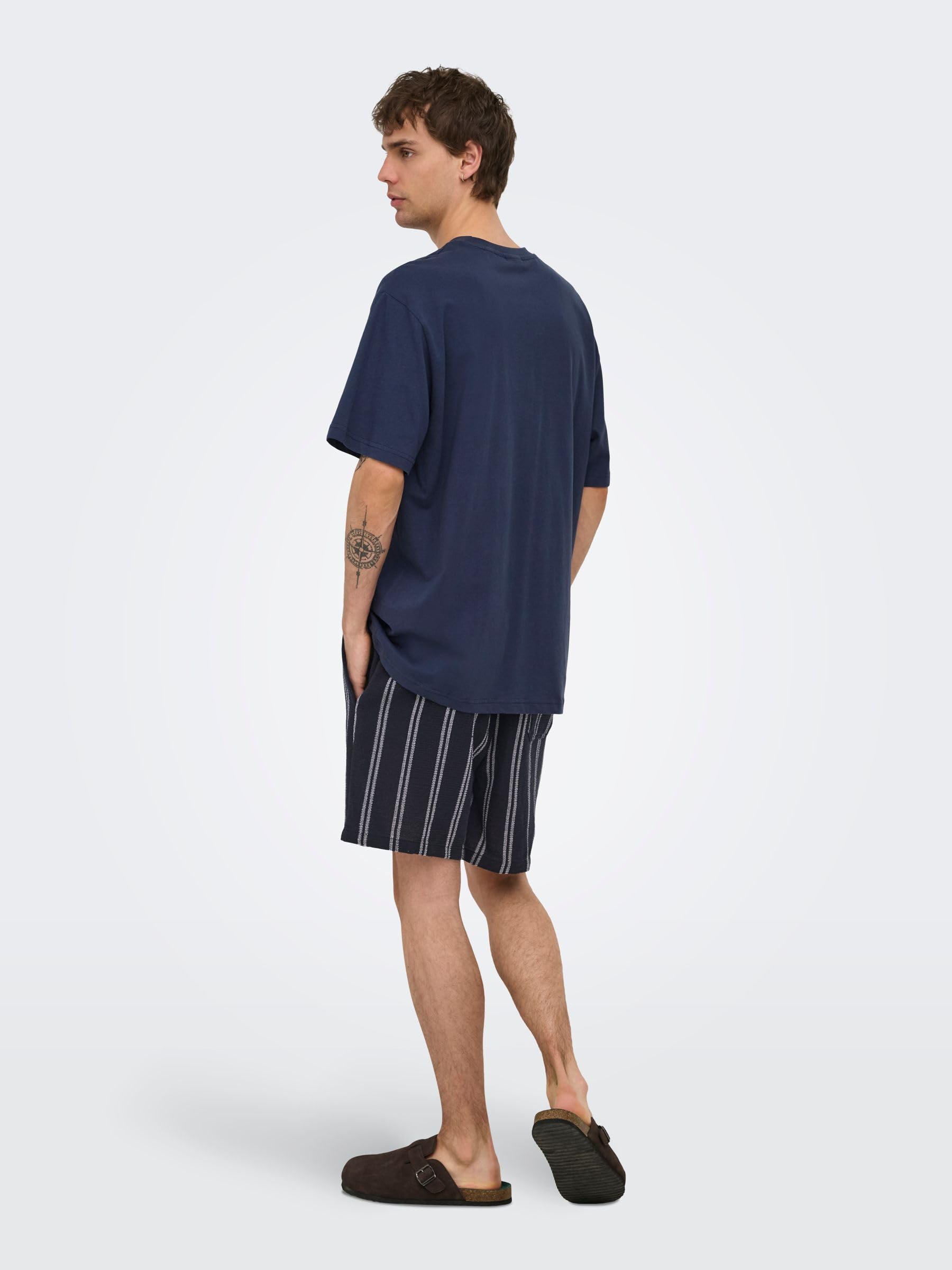 ONLY & SONS Onstrev Life Reg Struc Stripe Shorts Uomo a Righe