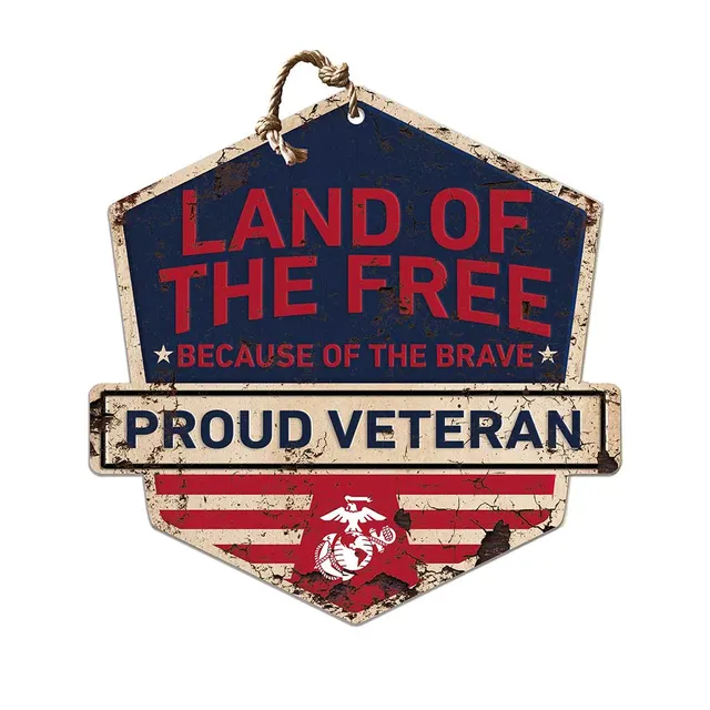 7.62 Design Home USMC Insegna Legno 20x20 Land Free Veteran