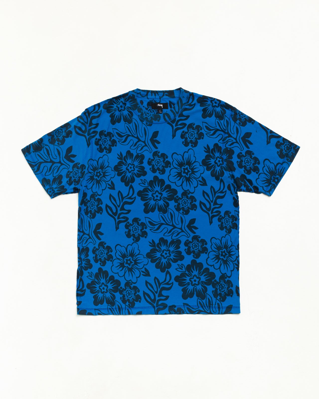 Stussy Lazy Floral Tee maglietta blu Sport Blue floreale cotone