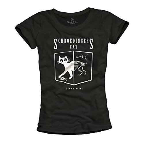 Makaya T-Shirt Donna Gatto Schrodinger Nera M