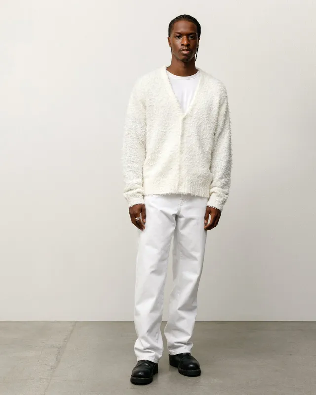 Stussy Textured Cardigan maglione Off White lana alpaca